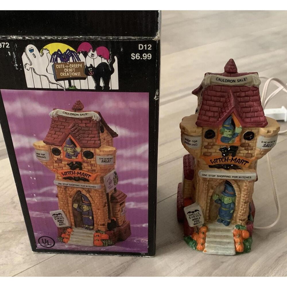 Cute-n-Creepy Craft Creations Witch-Mart Halloween Lighted Porcelain House